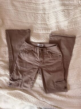 RSQ Mid Rise Cargo Bootcut Pants in Taupe